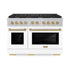 ZLINE 48"Paramount Dual Fuel Range DuraSnow® White Matte, Champagne Bronze SDRSZ-WM-48-CB