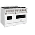 ZLINE 48" Dual Fuel Range, Gas Cooktop, Electric Convection Oven DuraSnow® Stainless Steel, White Matte Door CDRS-WM-48
