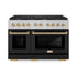 ZLINE 48"Paramount Dual Fuel Range DuraSnow® Black Matte, Gold SDRSZ-BLM-48-G