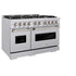 ZLINE 48"Classic Double Oven Gas Range, Stainless Steel, Brass Burners, CGR-BR-48