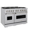 ZLINE 48" Dual Fuel Range, Gas Cooktop, Electric Convection Oven DuraSnow® Stainless Steel, CDRS-48
