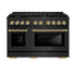 ZLINE 48"Paramount Dual Fuel Range Black Stainless Steel, Champagne Bronze SDRBZ-48-CB