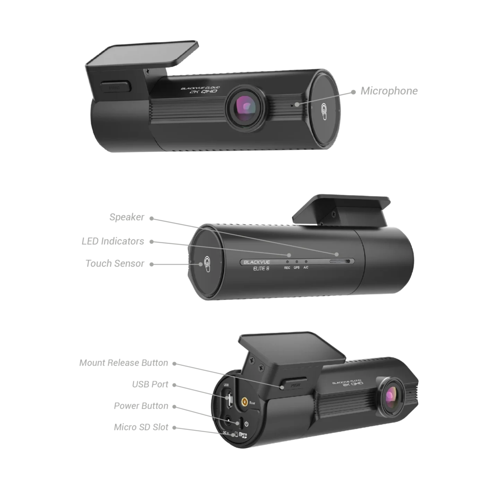 BlackVue Elite 8 1-Channel 2K HDR Cloud Dash Cam