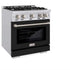 ZLINE 30" Select Dual Fuel Range Gas Cooktop Electric Convection Oven Stainless Steel Black Matte Door HDR-BLM-30