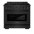 ZLINE 36"Paramount Dual Fuel Range Black Stainless Steel, Brass Burners SDRB-BR-36