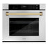 ZLINE 30" Autograph Edition Professional True Convection Single Wall Oven, Air Fry, Self Clean, Stainless Steel, Gold WASZ-30-G