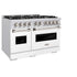 ZLINE 48" Dual Fuel Range, Gas Cooktop, Electric Convection Oven Stainless Steel, White Matte Door CDR-WM-48
