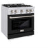 ZLINE 30" Select Gas Range Convection Gas Oven DuraSnow® Stainless Steel Black Matte Door HGRS-BLM-30