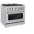 ZLINE 36" Select Gas Range Convection Gas Oven Stainless Steel Brass Burners HGR-BR-36