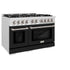 ZLINE 48" Select Dual Fuel Range Gas Cooktop Electric Convection Oven DuraSnow® Stainless Steel Black Matte Door HDRS-BLM-48