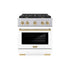 ZLINE 30"Paramount Dual Fuel Range DuraSnow® White Matte, Champagne Bronze SDRSZ-WM-30-CB
