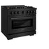 ZLINE 36" Select Gas Range Convection Gas Oven Black Stainless Steel Brass Burners HGRB-BR-36