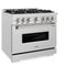 ZLINE 36" Classic Gas Range, Convection Gas Oven DuraSnow® Stainless Steel, CGRS-36