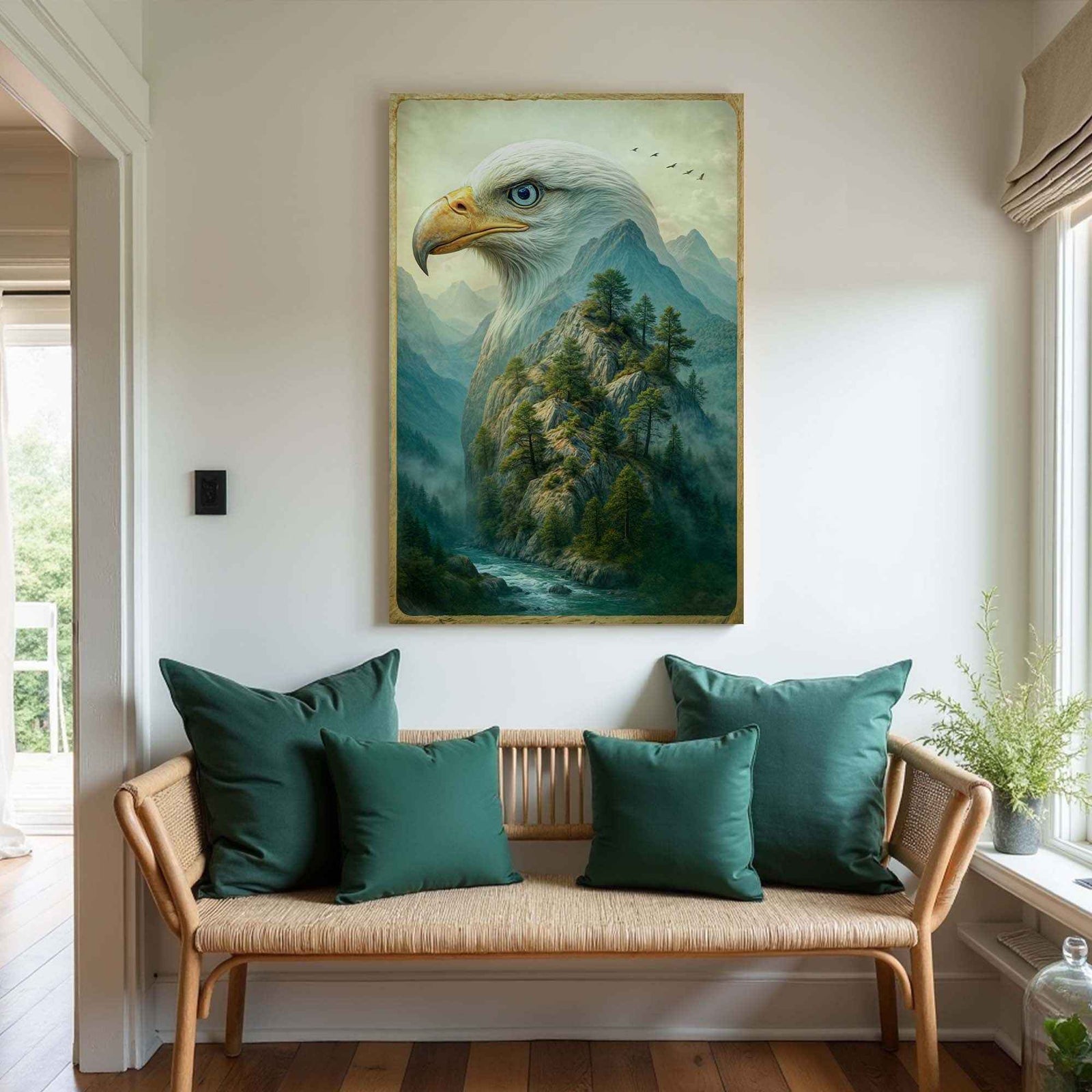 Eagle Over The Canyon Double Exposure Wall Art