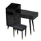 Modern Makeup Vanity Desk With Drawers Cabinet & Charging Port Engineered Wood Space Saving Design For Small Places - Black