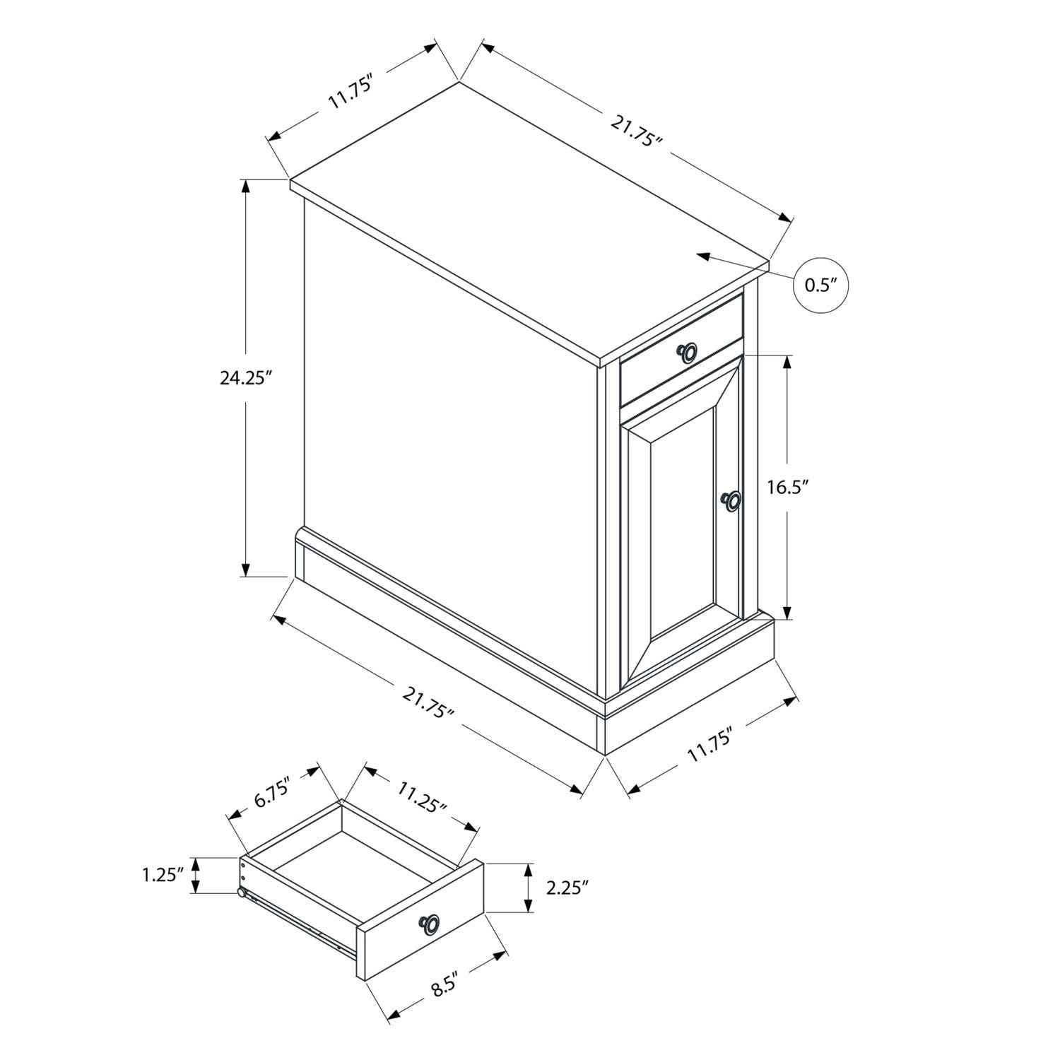 Accent End Table, Storage Drawer, Versatile Design - Espresso