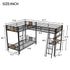 L-Shaped Twin Over Twin Bunk Bed With Twin Size Loft Bed With Desk And Shelf - Brown
