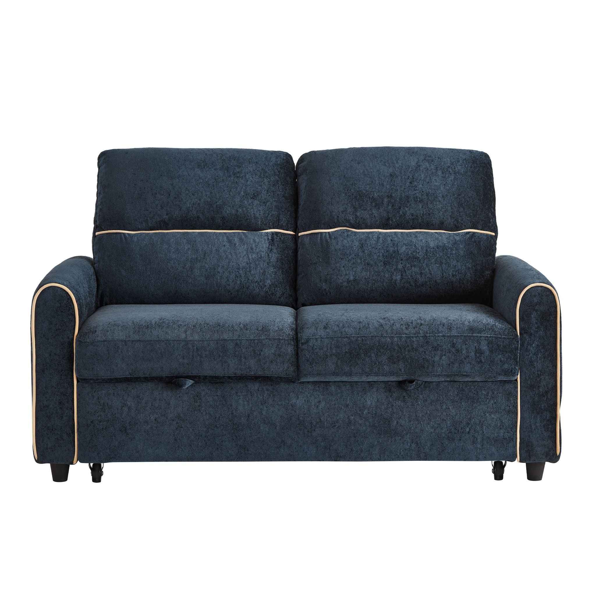 Pull Out Sofa Bed With Adjustable 3 Position Backrest, USB Charging Ports, Side Pockets