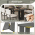 Dining Table Set With 6 Upholstered Chairs, Rectangular Table With Cutout Legs