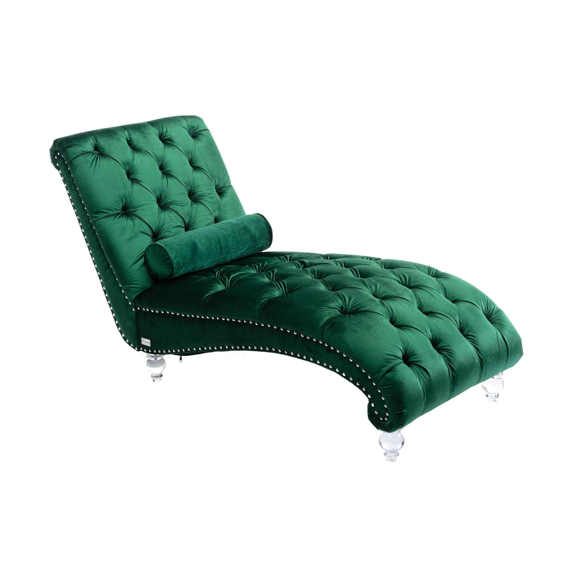 Chaise Lounge Indoor, Button Tufted Upholstered Chaise Lounge Chair With Pillow