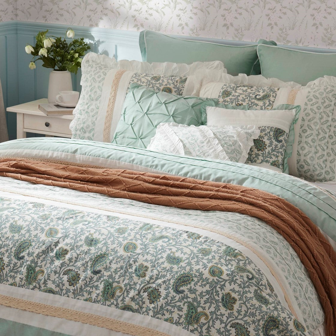 9 Piece Cotton Percale Comforter Set Aqua