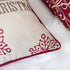 Merry Christmas Embroidered Poly Linen Throw Pillow with Festive Motifs - Red and Silver