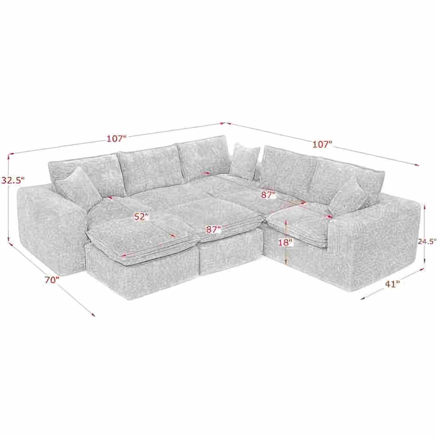 Sectional Sofa With Moveable Ottoman