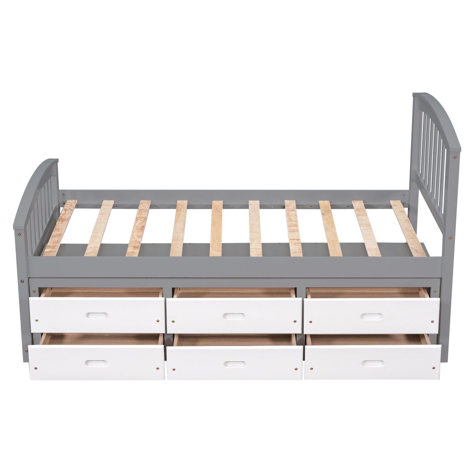 Platform Storage Bed Solid Wood Bed With 6 Drawers
