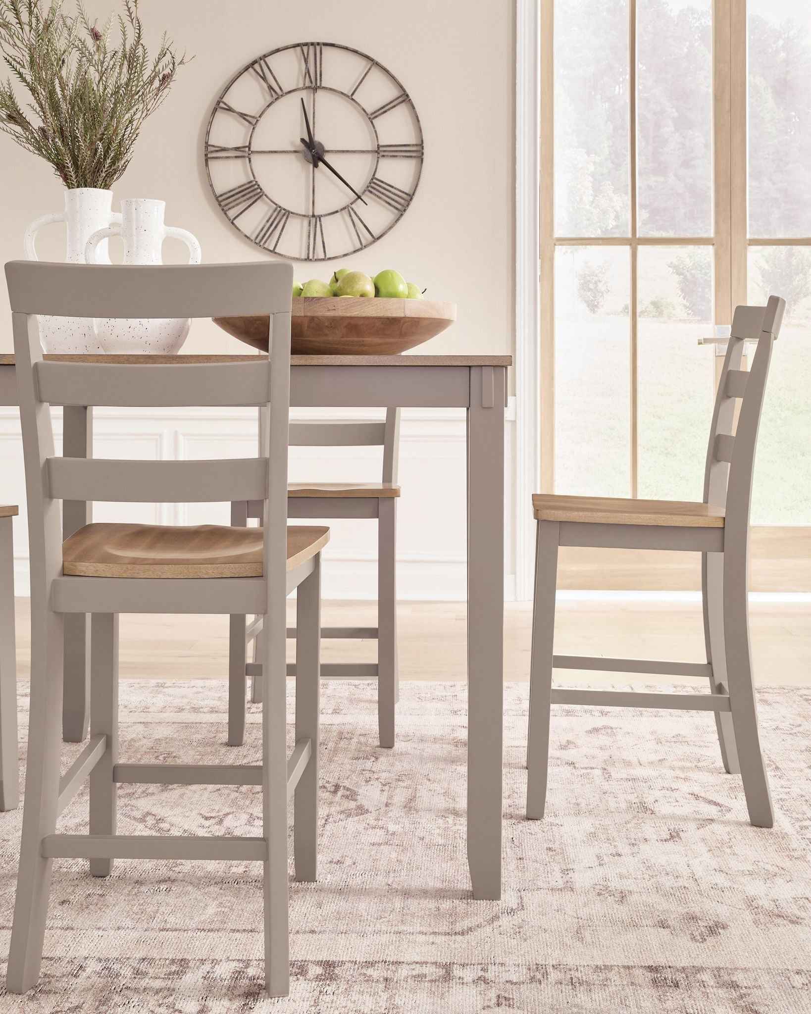 Harperfeld - Dining Room Counter Table Set (Set of 5) - Natural / Gray