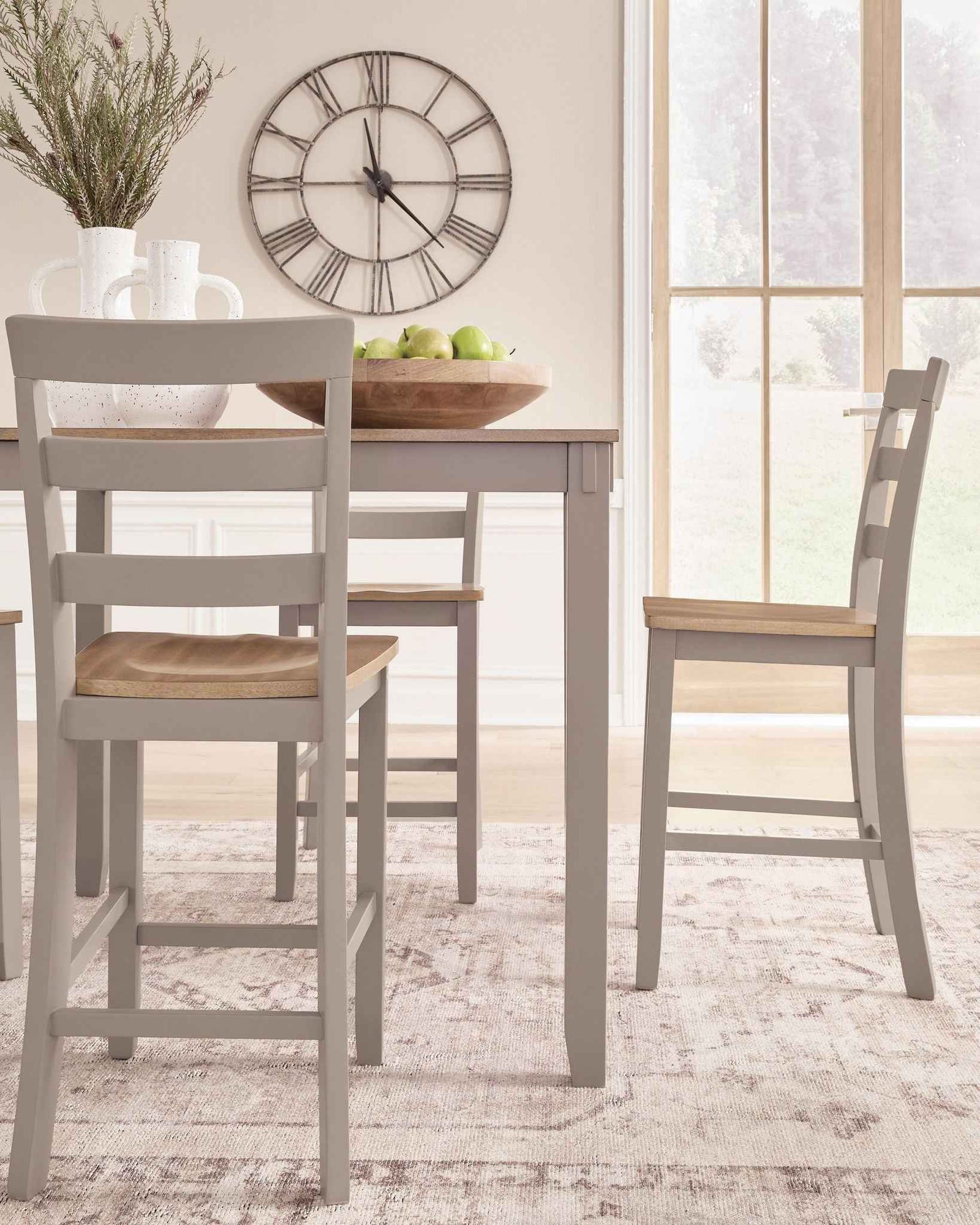 Harperfeld - Dining Room Counter Table Set (Set of 5) - Natural / Gray