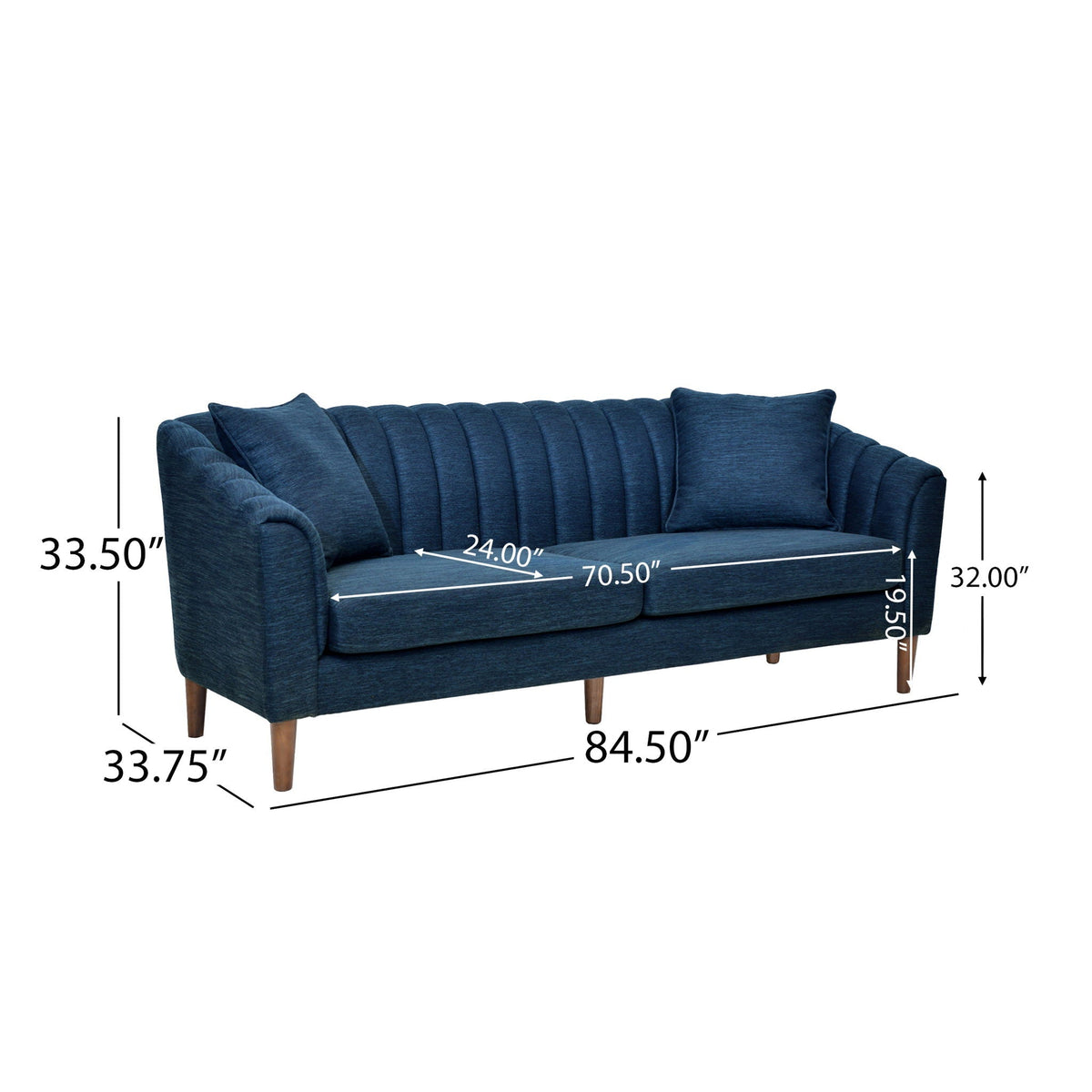 Contemporary 3 Seater Sofa with Plush Accents - Fabric