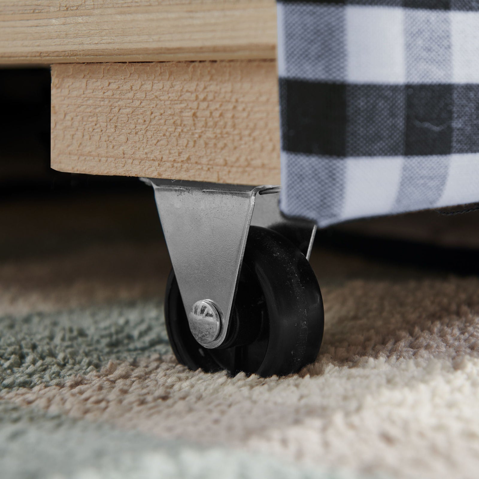 Gingham Daybed With USB Charging Port, Wave-Shaped Design
