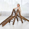 3 in 1 Montessori Climbing Set: Triangle Ladder + Slide Board + Net – Chocolate