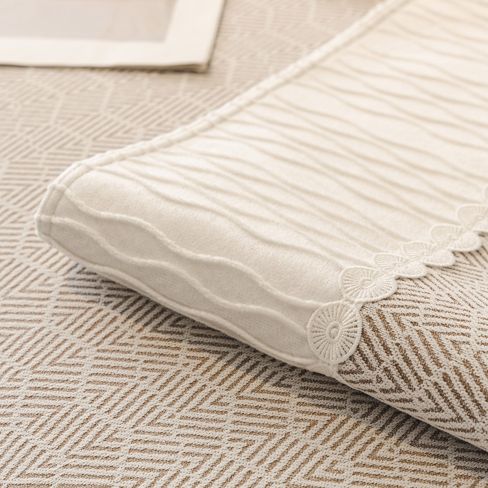 Herringbone Sofa Protector Cover, Non-Slip Couch Cover for Seat, Back & Arms