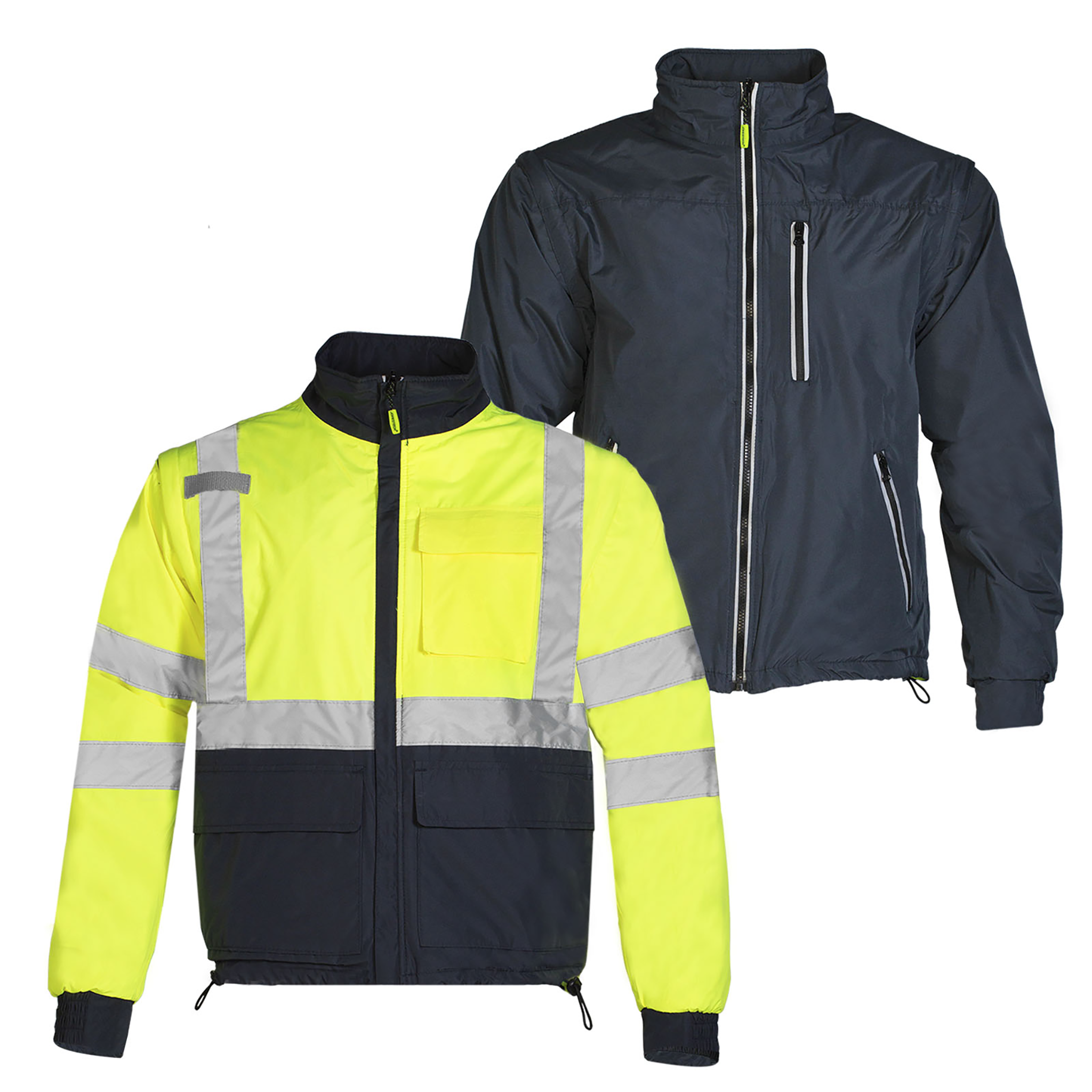 4 in 1 Hi-Vis Reversible Safety Jacket with Removable Sleeves