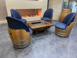 Wine Barrel Coffee Table Set with 4 Chairs - Rustic Whiskey Barrel Furniture Set - Handmade Solid Oak