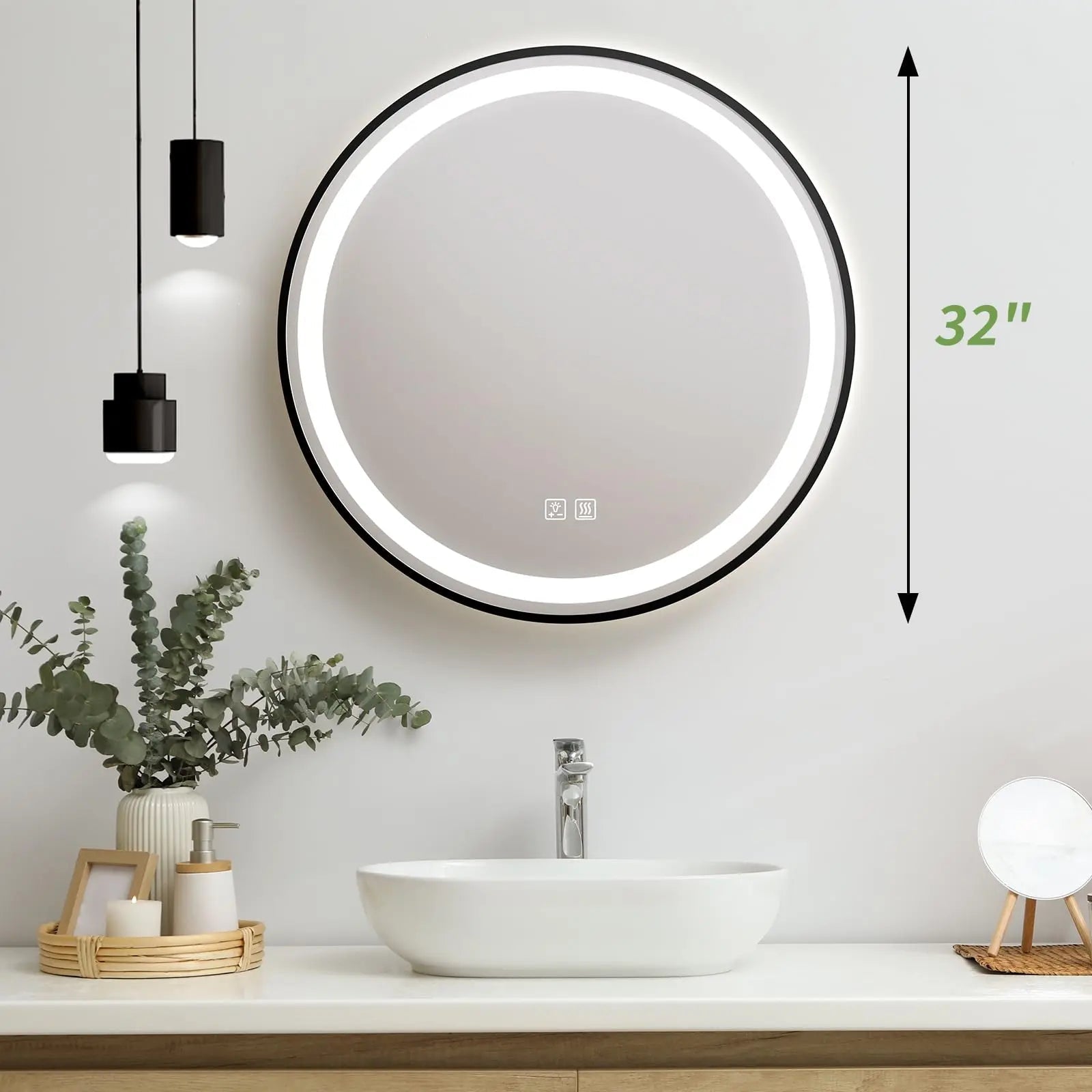 4 in 1 Blacklit Framed Round LED Bathroom Mirror