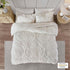 King/Cal King 3 Piece Tufted Cotton Chenille Damask Duvet Cover Set