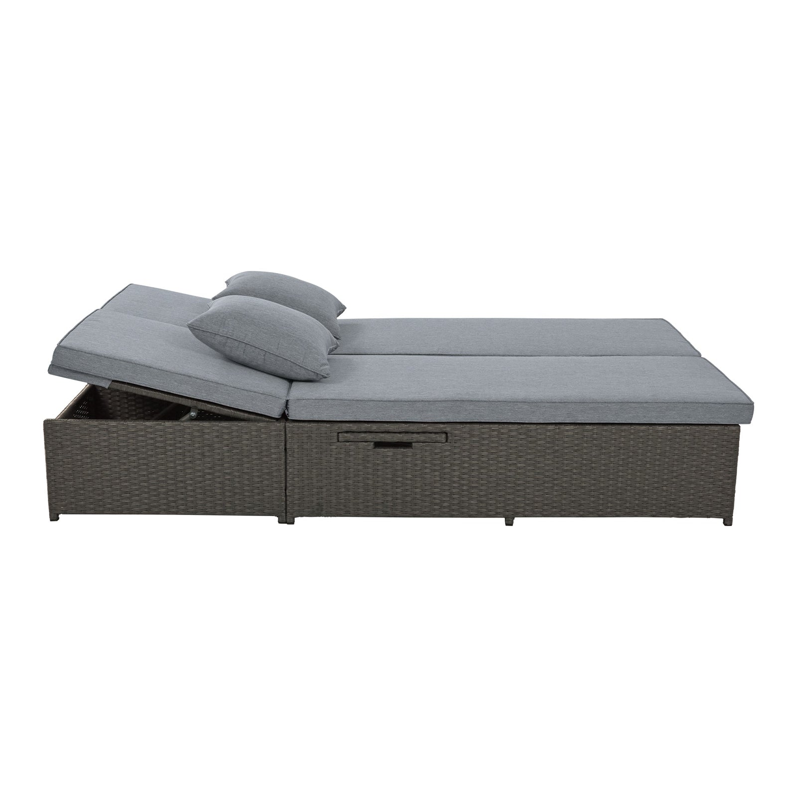 Walker Edison | Wicker Outdoor Double Sunbed Set