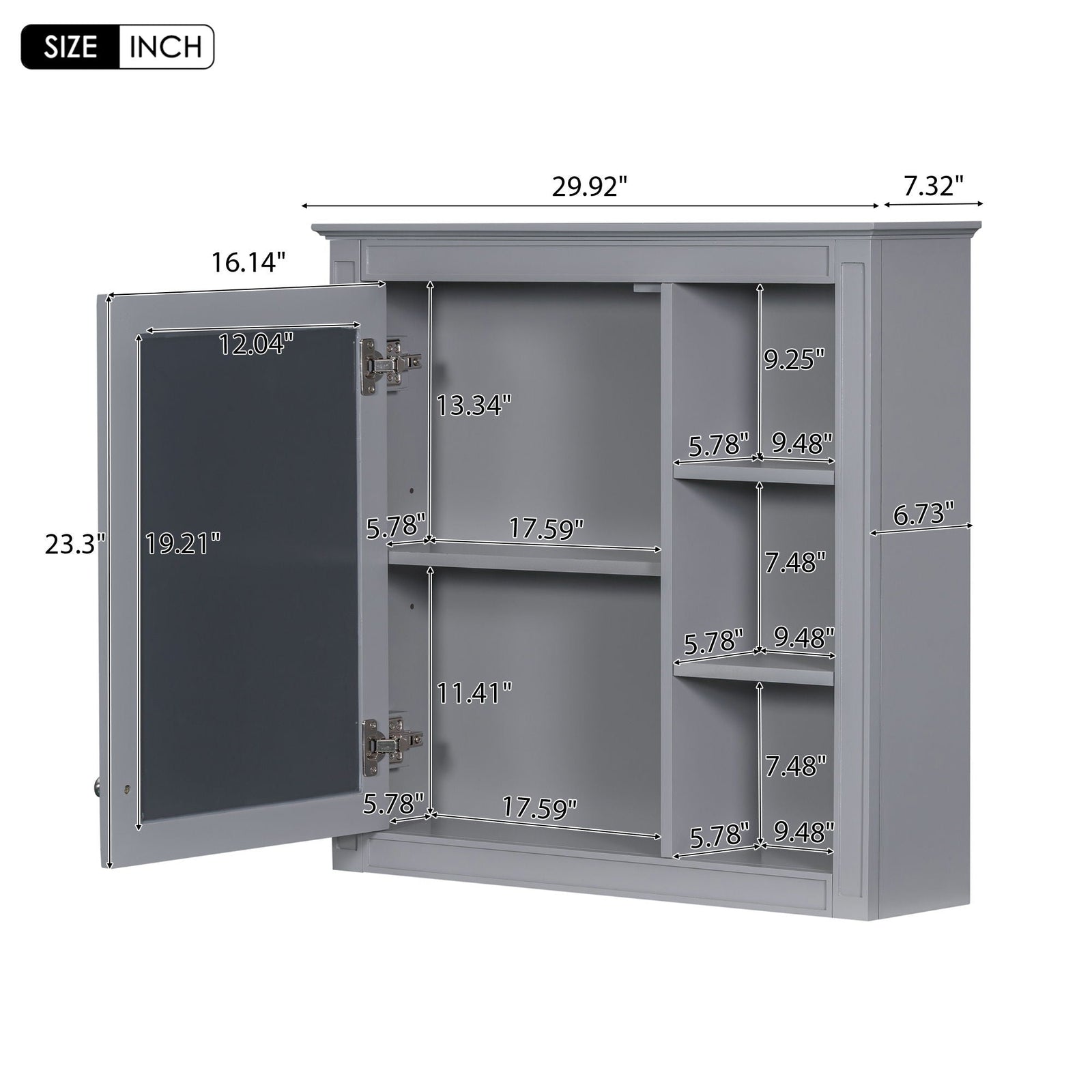 Wall Mounted Medicine Cabinet With Mirror And 3 Open Shelves