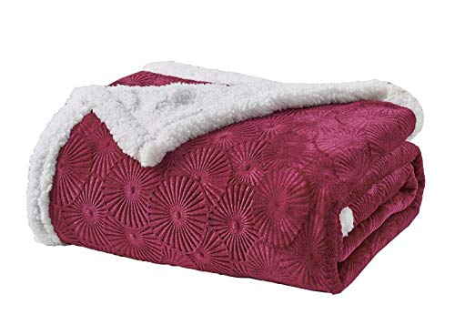 Decor & More Bon Iver Collection Extra Soft Bursting Fireworks Embossed Microplush Throw Blanket with Sherpa Backing (50