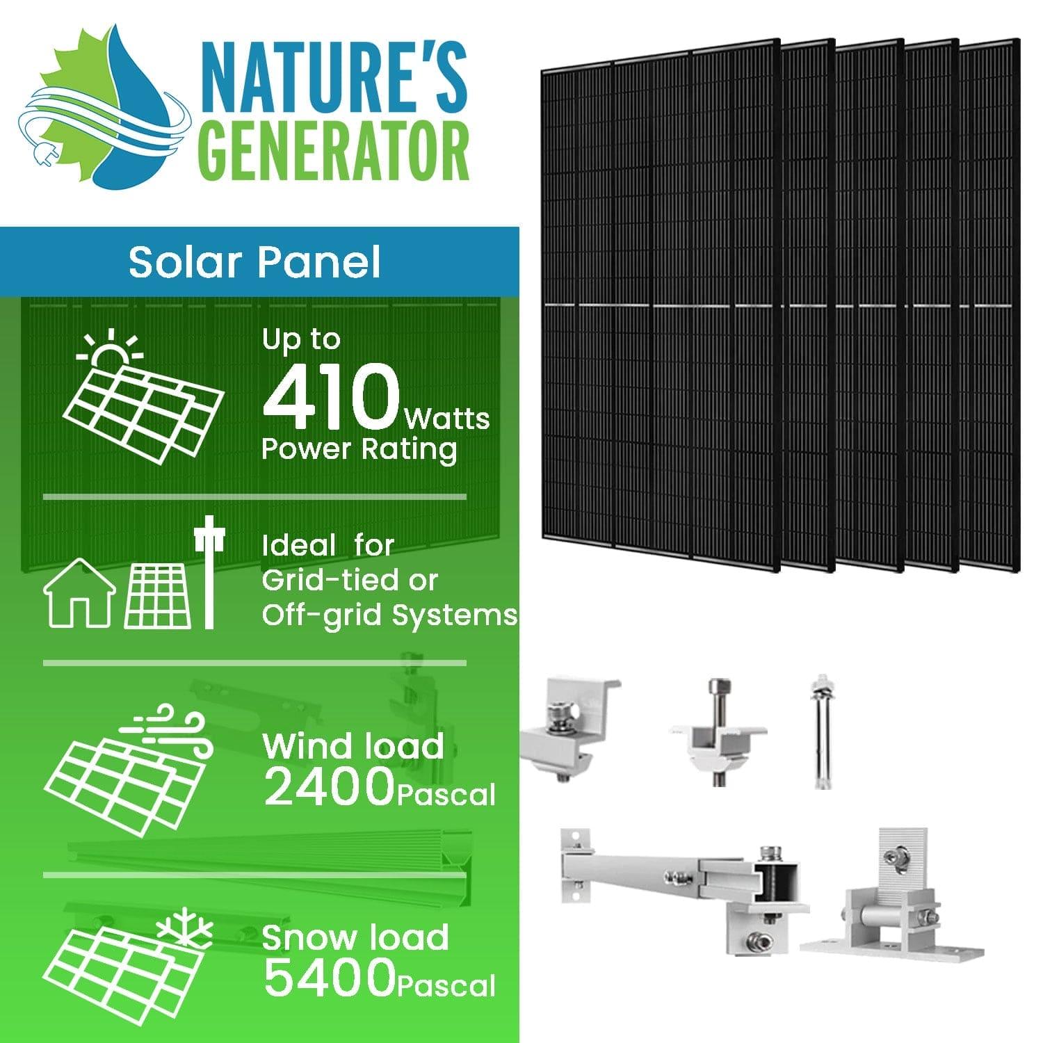 410 Watt Monocrystalline Solar Panel (10 Pack) With Solar Panel Mount Rack