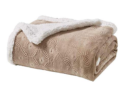 Decor & More Bon Iver Collection Extra Soft Bursting Fireworks Embossed Microplush Throw Blanket with Sherpa Backing (50