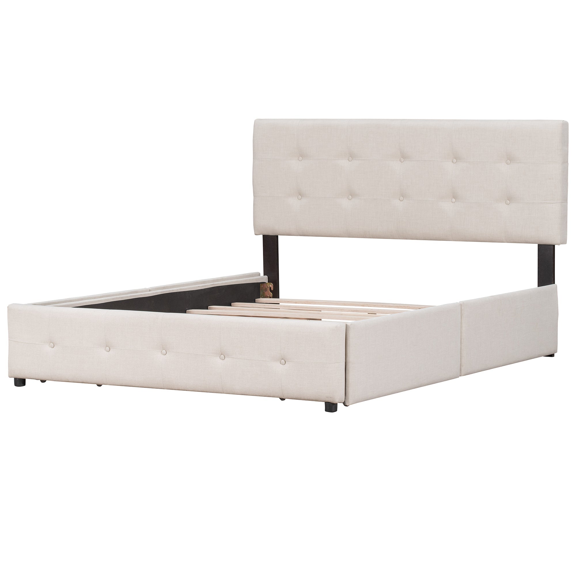 Walker Edison | Upholstered Queen Platform Bed with Storage
