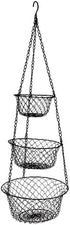 malmo 3-Tier Wire Fruit Hanging Basket, Vegetable Kitchen Storage Basket, Iron Wire Black (Basket2024)