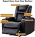 CANMOV Electric Power Recliner Chair Set of 3, Breathable Leather Home Theater Seating with Hidden Arm Storage, Power Recliner Chair with USB Ports and Cup Holders for Living Room,Black