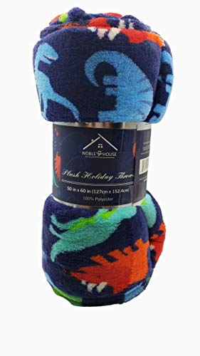 Decor & More Boy's and Girl's Set of 2 Plush Fleece Throw Blanket (50" x 60") - Dinos and Unicorns