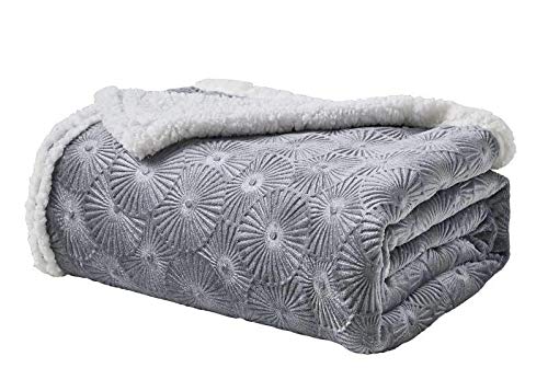 Decor & More Bon Iver Collection Extra Soft Bursting Fireworks Embossed Microplush Throw Blanket with Sherpa Backing (50