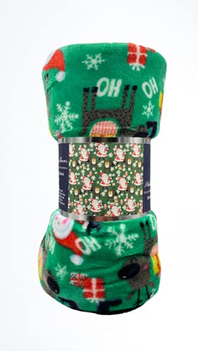Decor & More Ho Ho Ho Merry Christmas Collection Microplush Holiday Throw Blanket (60