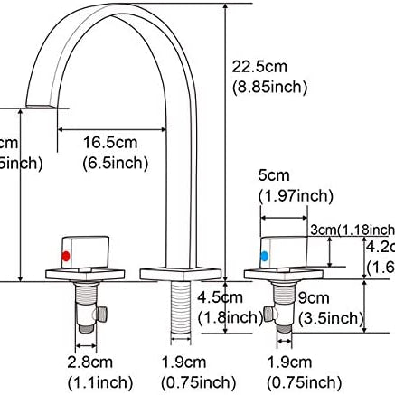 Chrome waterfall three holes two handle bathroom basin faucet with pop up overflow brass drain